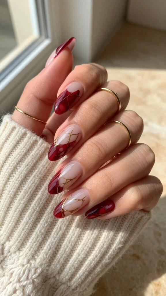 Cranberry Marble with Fine Veining