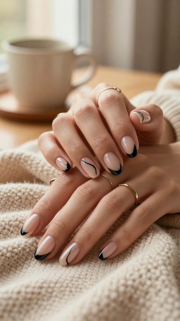 Abstract Fluid Swirls on Bare Nails