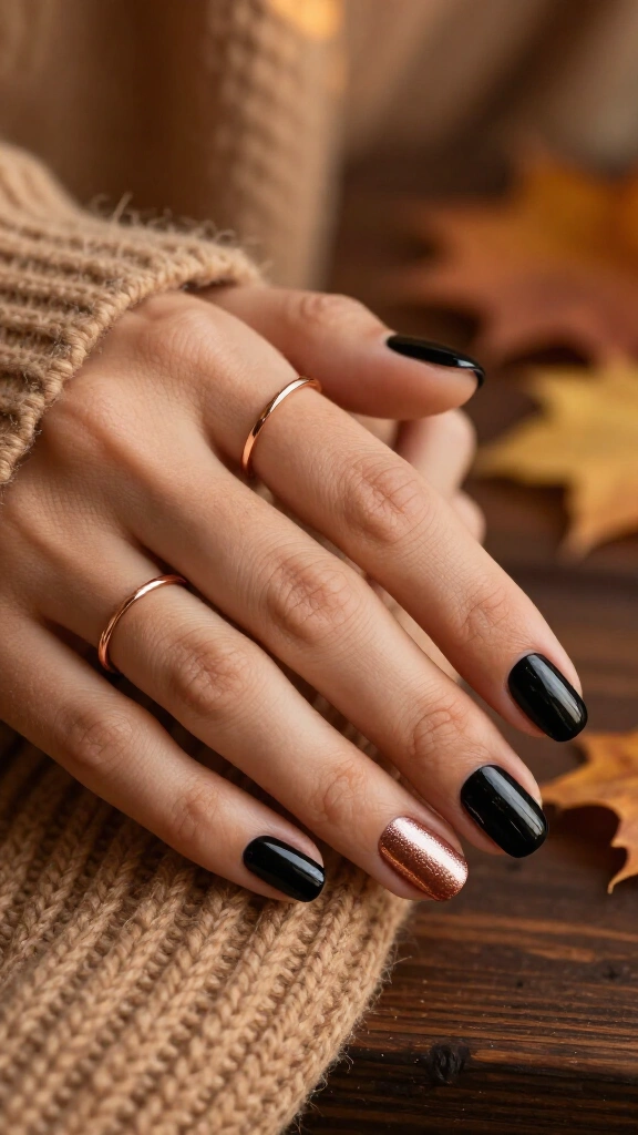 Onyx Base with Rose Gold Cuticle Cuffs