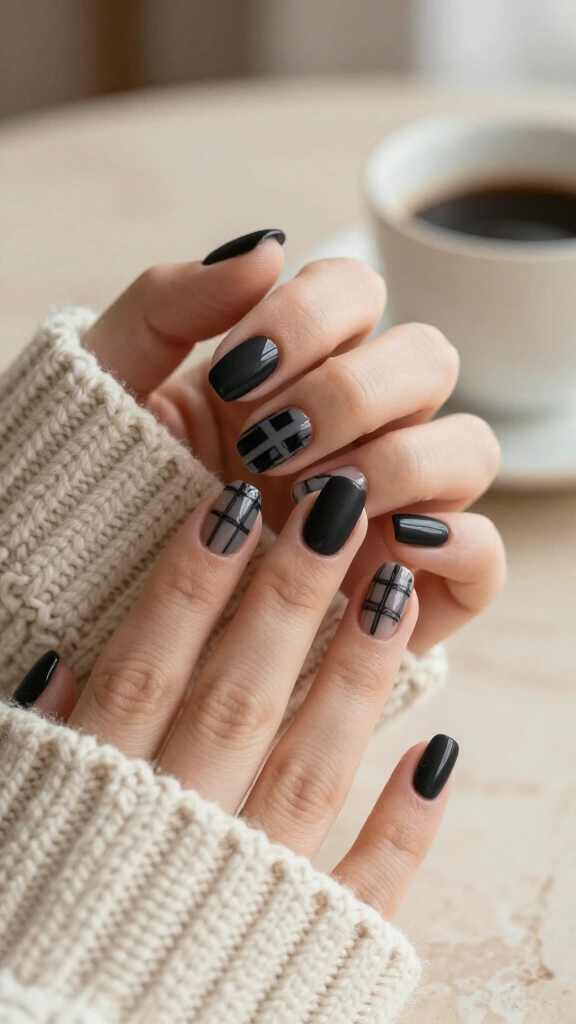 Matte Black Plaid Grid Detailing