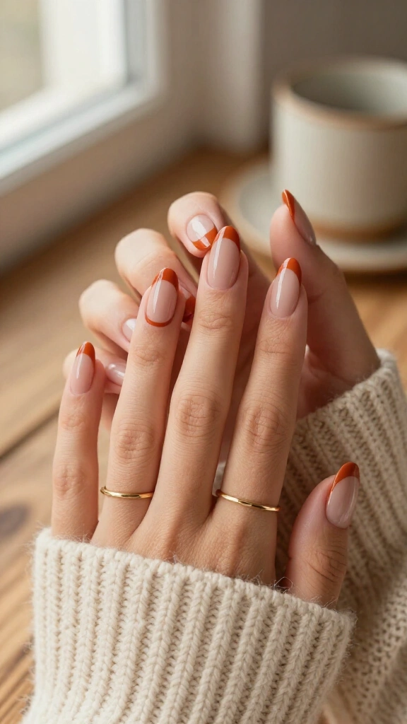 Rust Orange French Tips