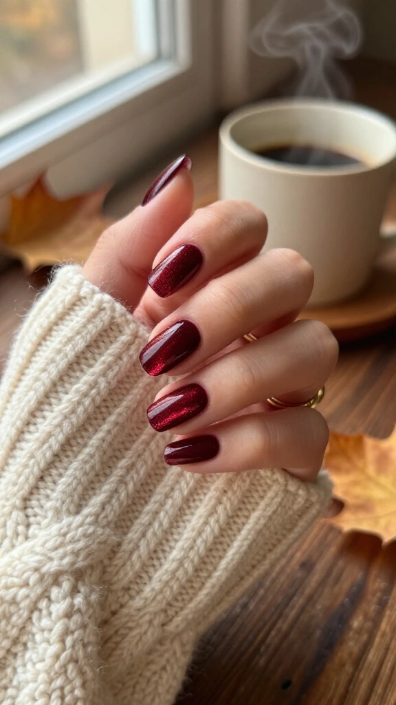 Deep Burgundy Velvet Tips