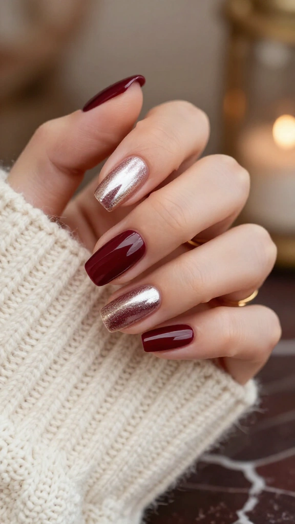 Frosted Burgundy Coffin with Chrome Dusting