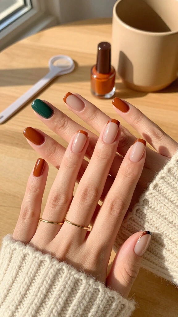 Autumnal Micro French Manicure