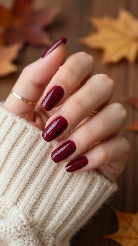 Dual-Finish Split Maroon Coffin Nails