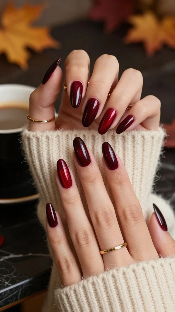 Ultra-Deep Bordeaux Extra Long Coffin Nails
