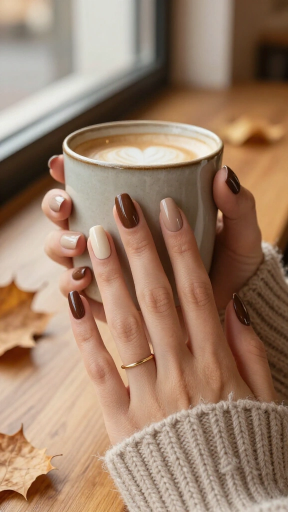 Warm Neutral Skittle Nails