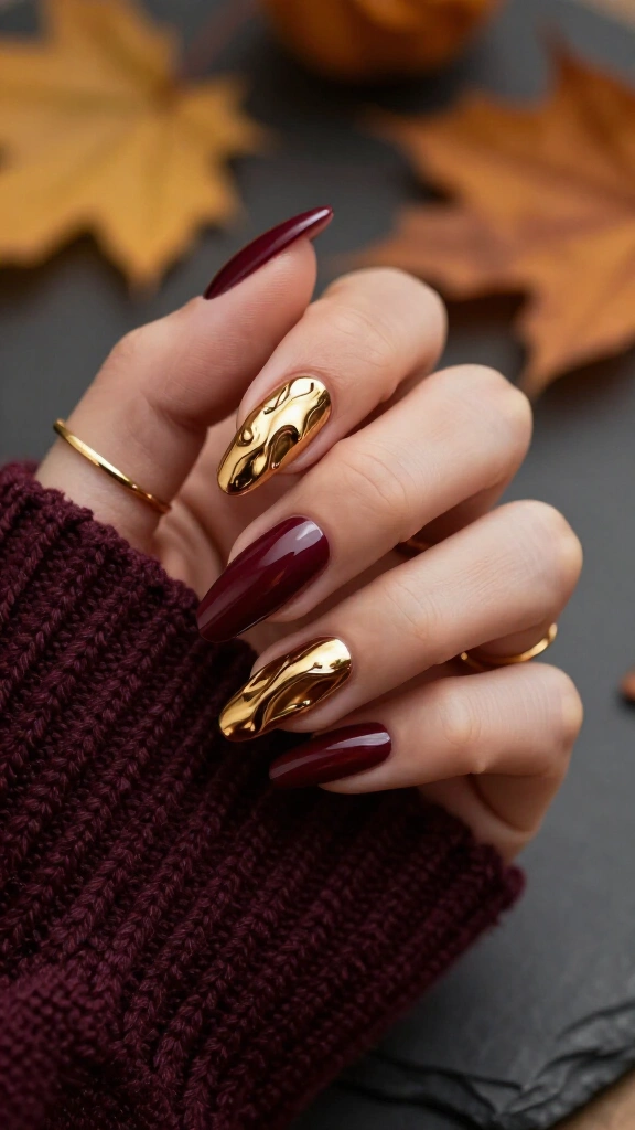Molten Gold Drip Coffin Nails