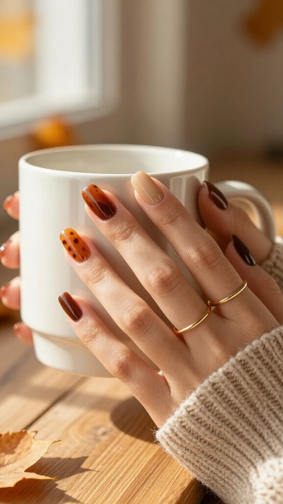 Tortoiseshell Accent Nails