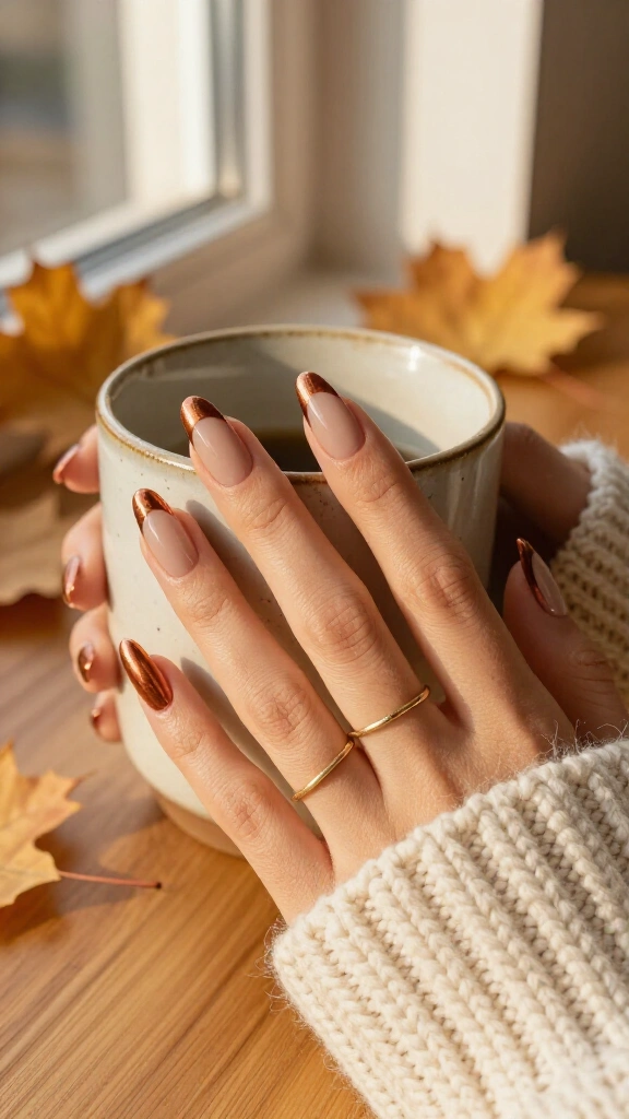 Spiced Cider Chrome French Tips