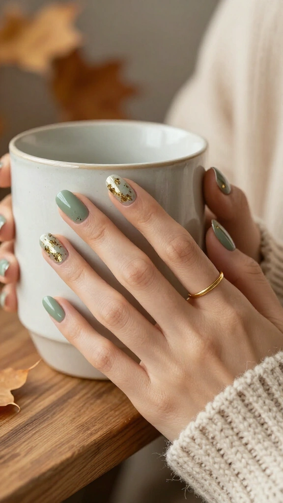 Sage Green & Gold Fleck