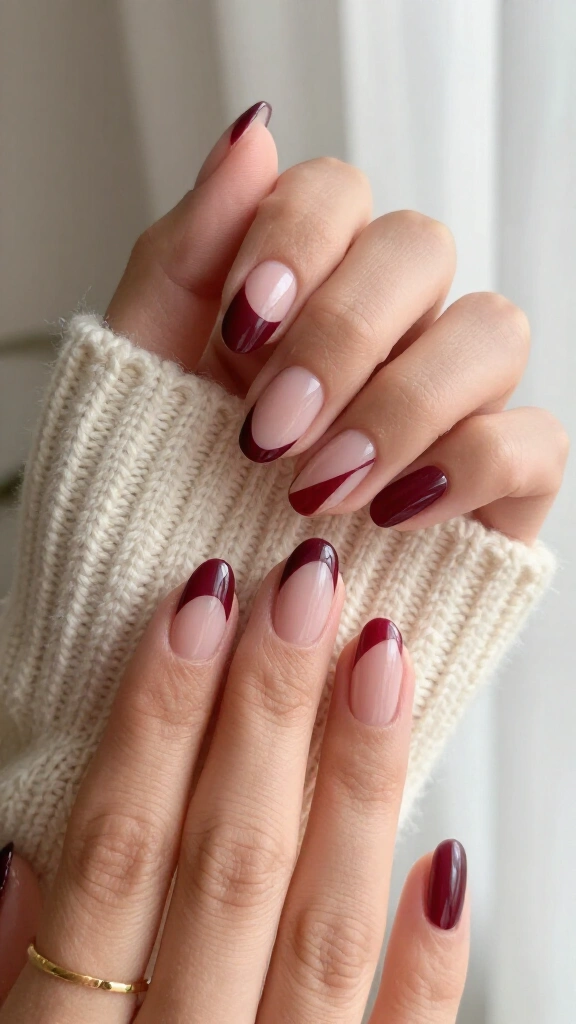 Classic burgundy negative space arcs