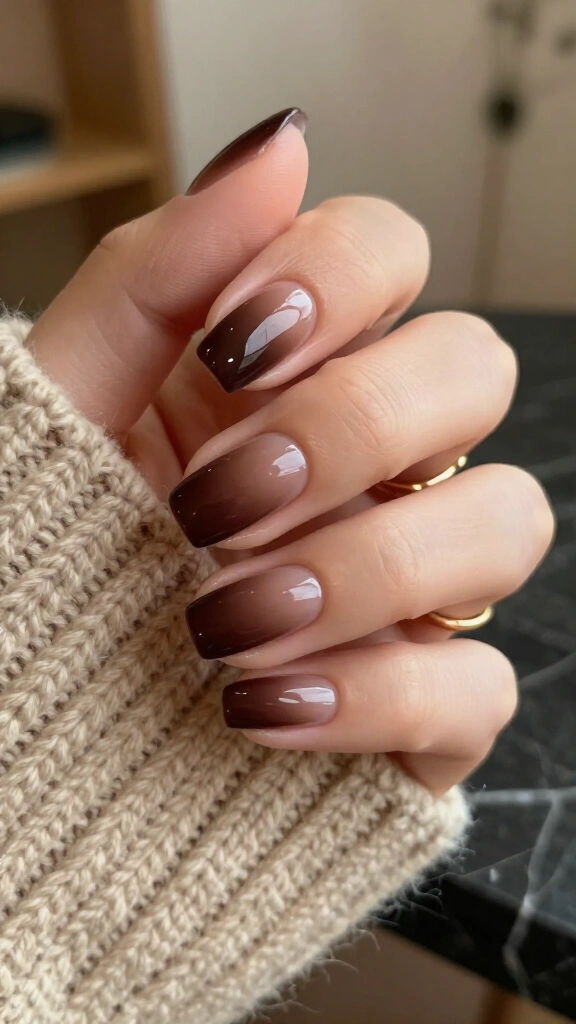 Dark chocolate aura nails