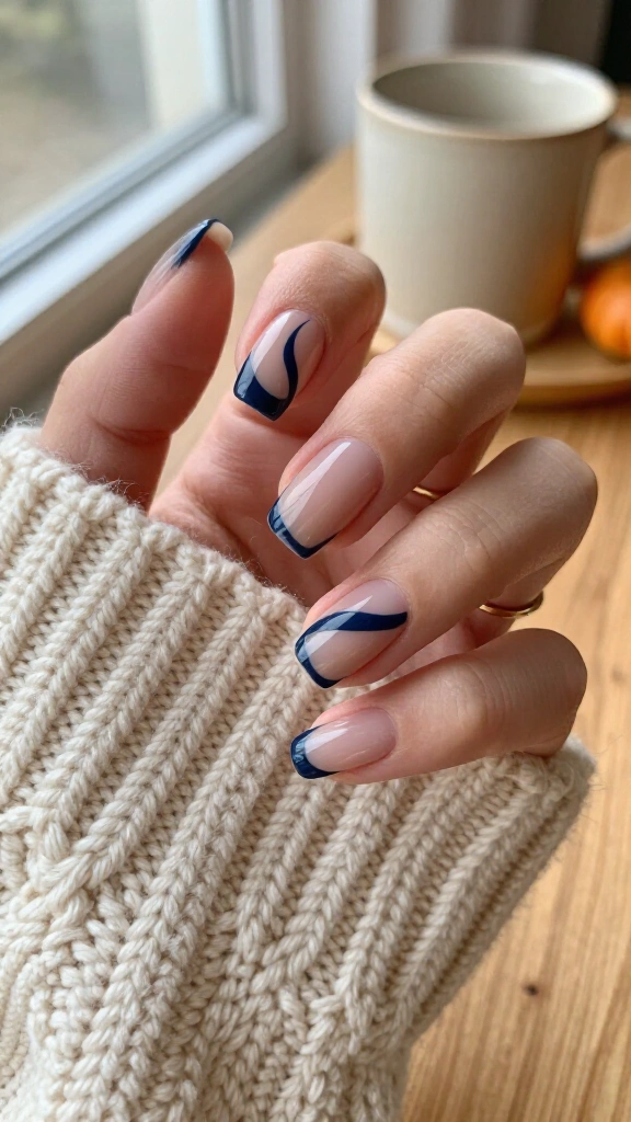 Moody Navy Negative Space Swirls