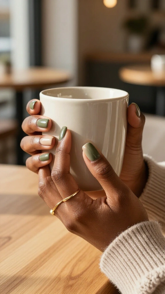 Olive Green French Tips