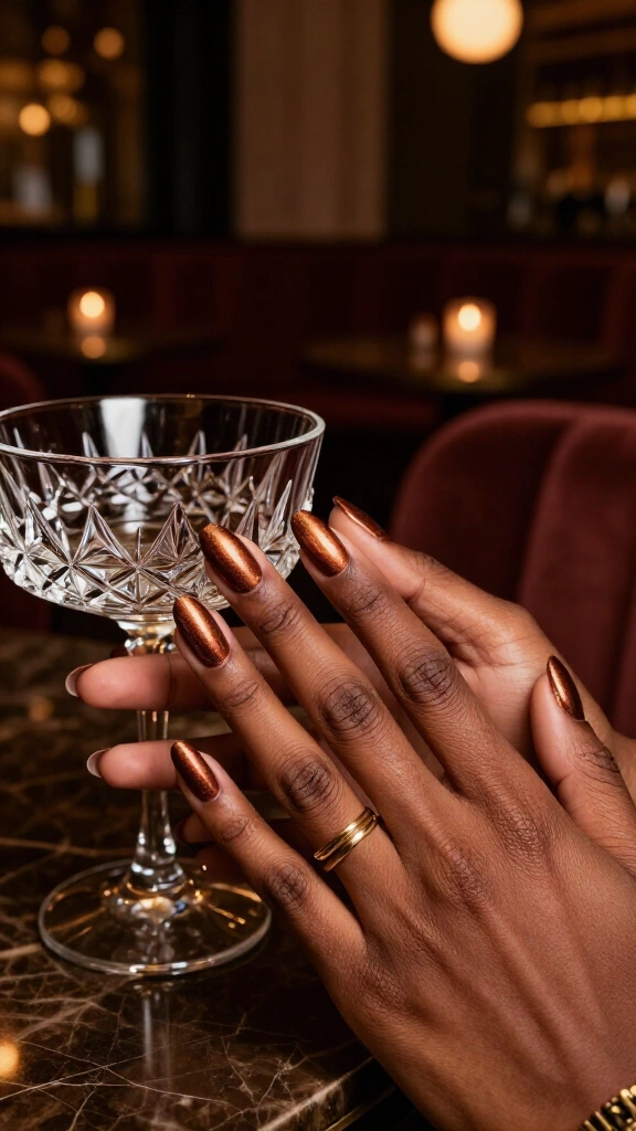 Molten Bronze Velvet Nails