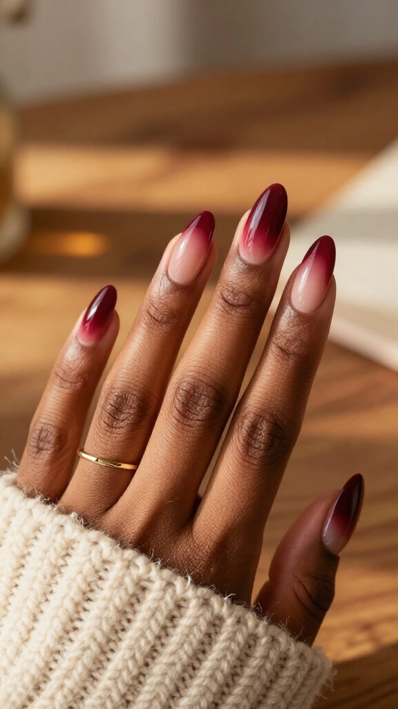 Rich Burgundy Aura Nails