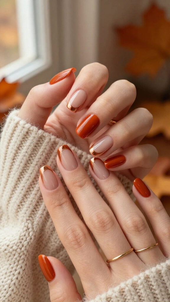 Deep Ochre French with Chrome Outlines
