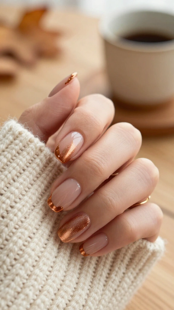 Warm Copper Shimmer Minimalist Dots