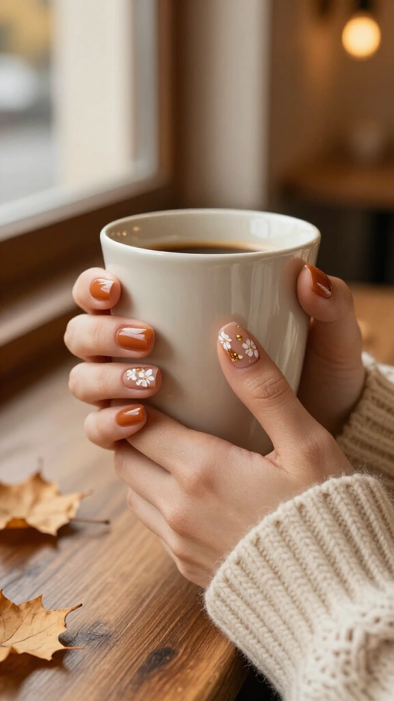 Caramel Latte Negative Space Blossoms