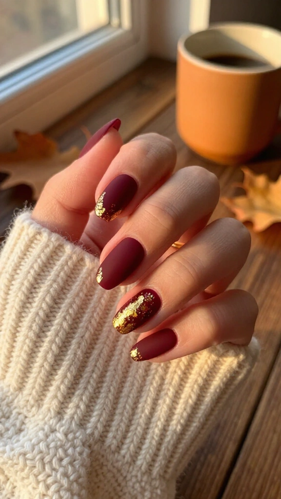 Matte Cranberry with Gold Foil Flecks