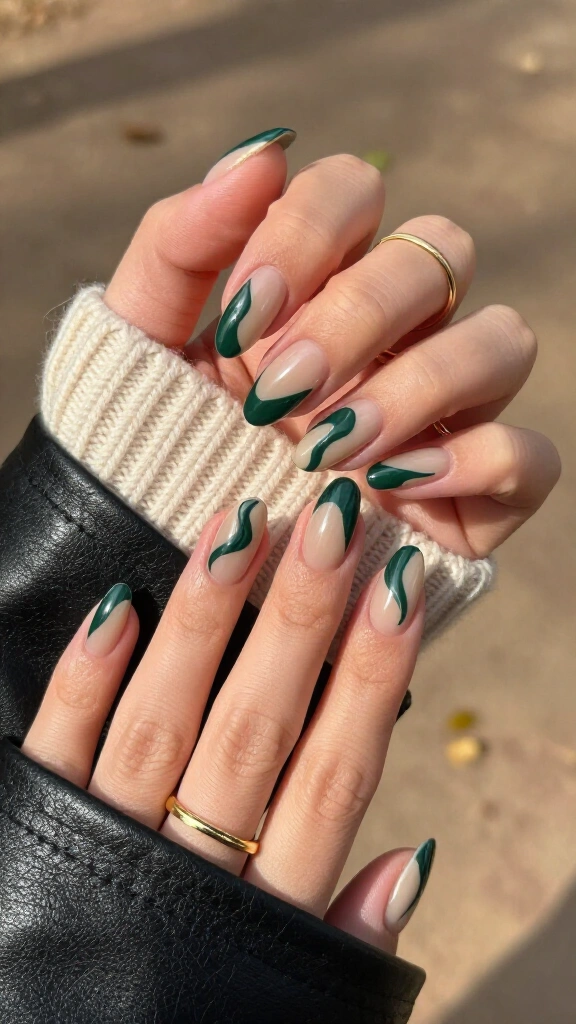 Forest Green Abstract Waves