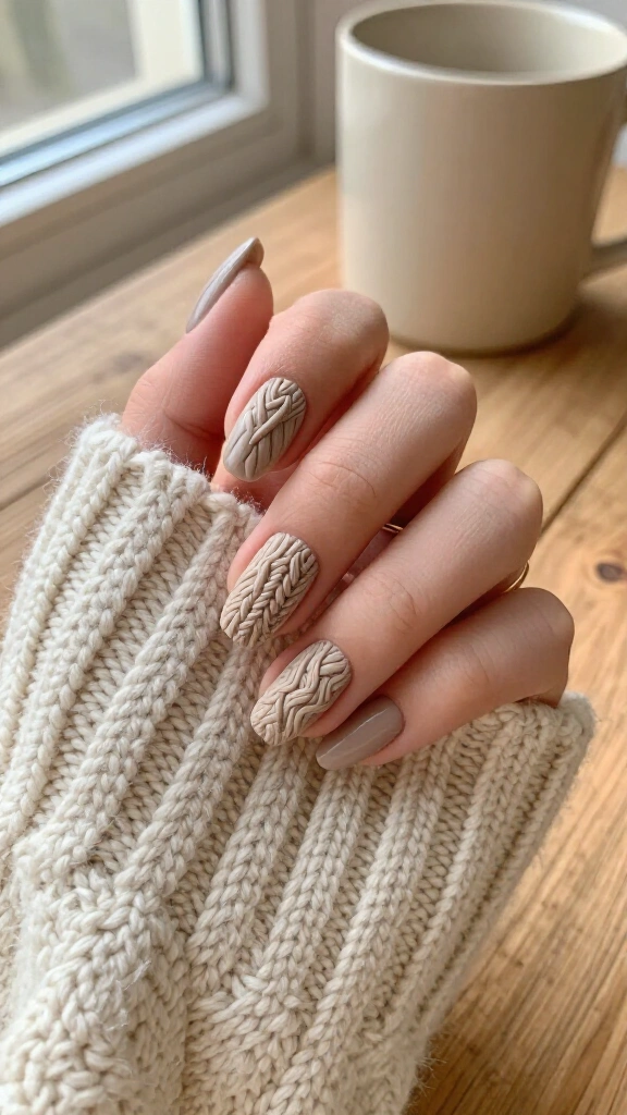 3D Chunky Cable Knit Sweater Nails