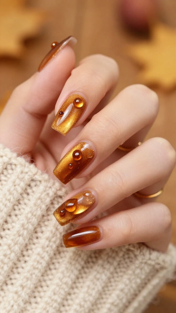 3D Velvet Amber Droplets