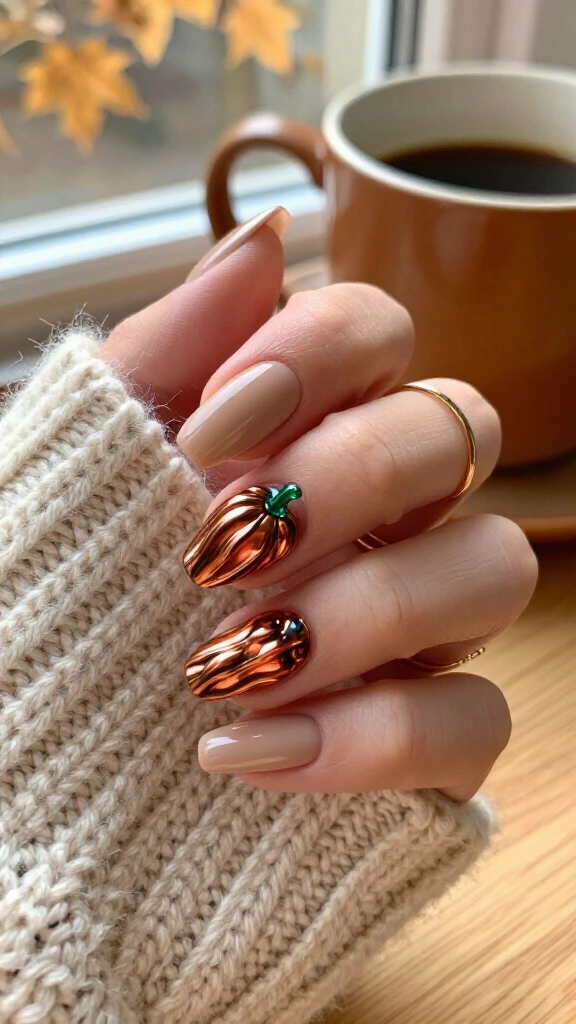 Sculpted Metallic Pumpkin Accents