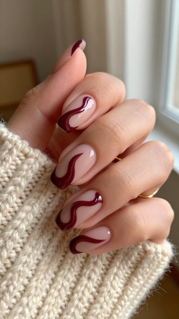 Raised Burgundy Swirls