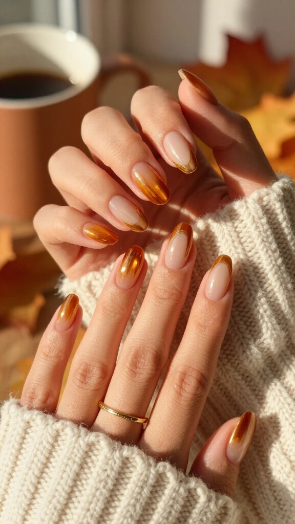 Amber Chrome French Tips