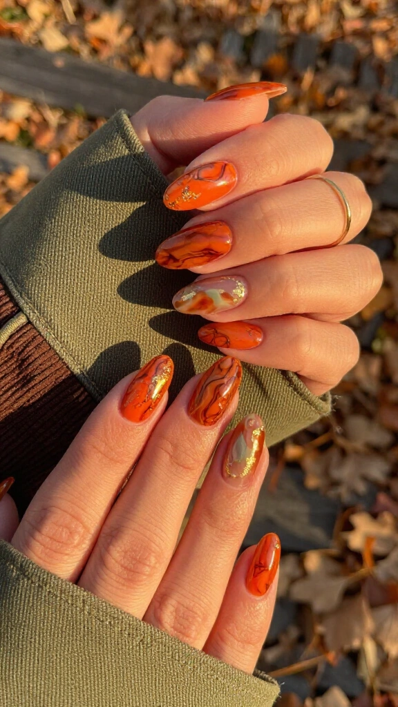Sunset Orange Marble Acrylics