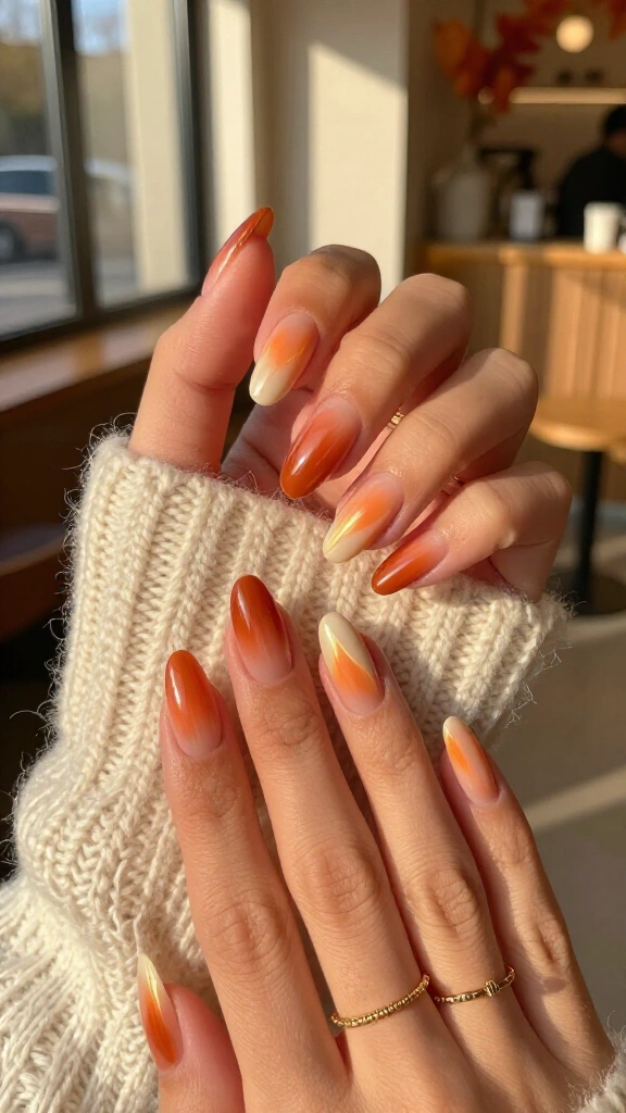 Tangerine Aura Glow Nails