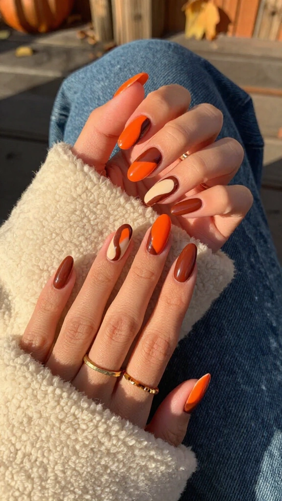 Electric Orange & Brown 70s Waves