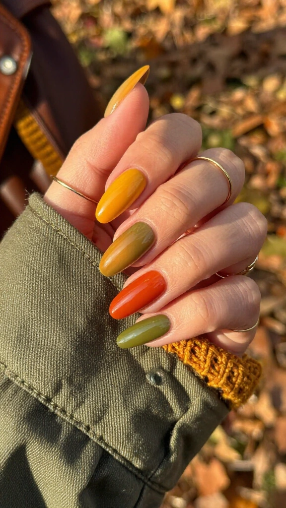 Harvest Gold & Orange Gradient Nails