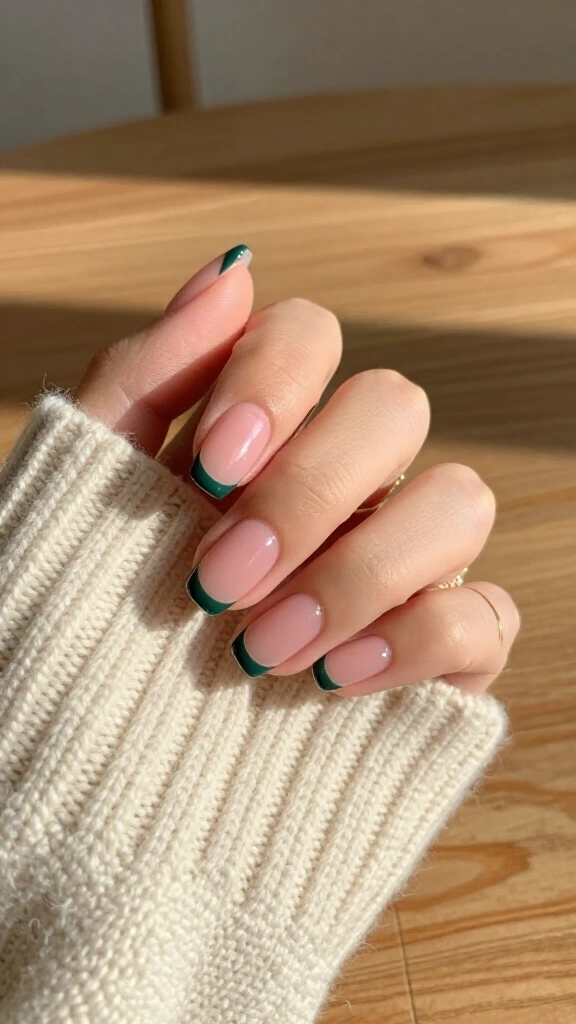 Forest Green Micro French Tips