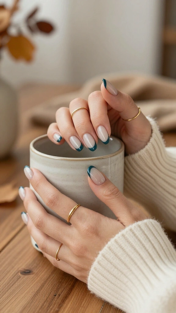 Moody Teal French Tips