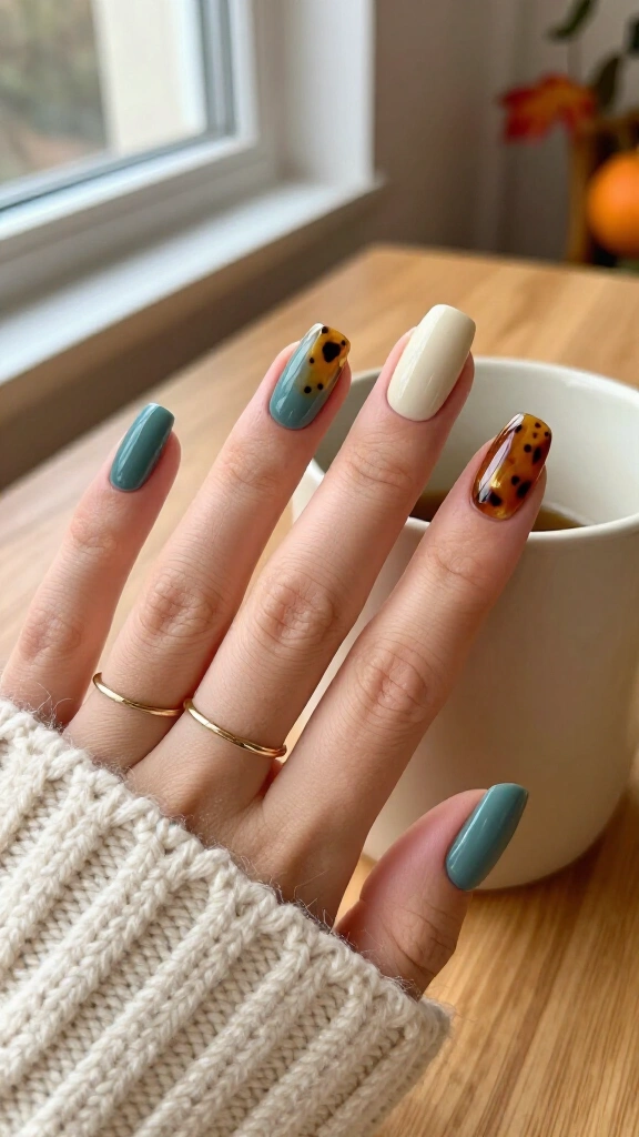 Muted Teal and Tortoiseshell Accents