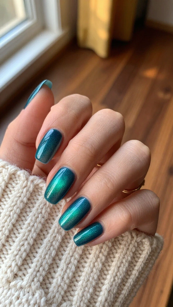 Magnetic Teal Velvet Cat-Eye
