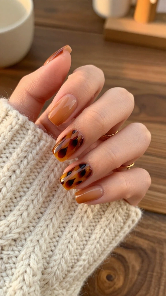 Tortoiseshell Accent Nails