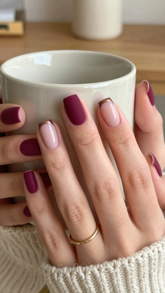Matte Plum with Glossy French Cuffs