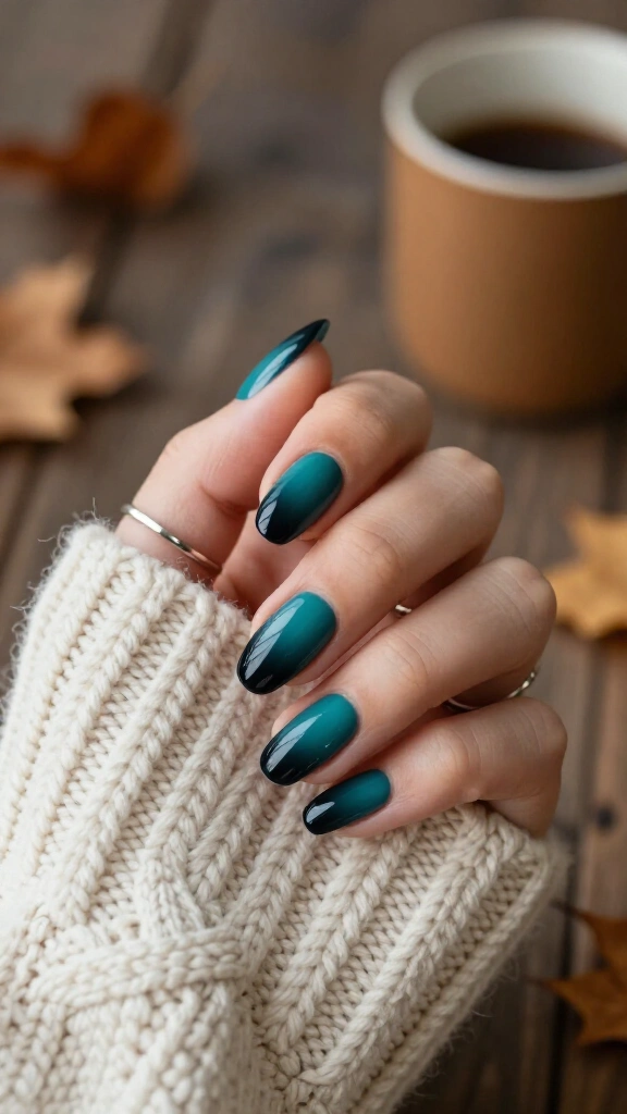 Teal-to-Black Ombré Gradient
