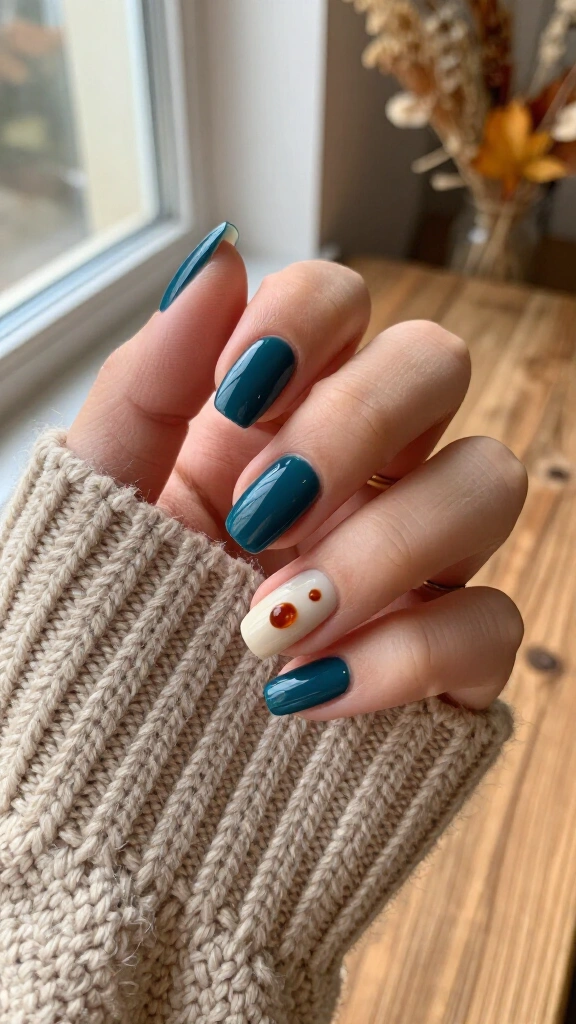 Teal with Burnt Amber Micro-Dots