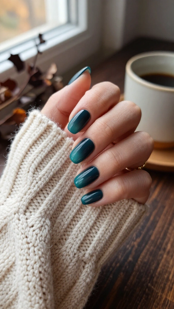 Moody Teal Aura Nails