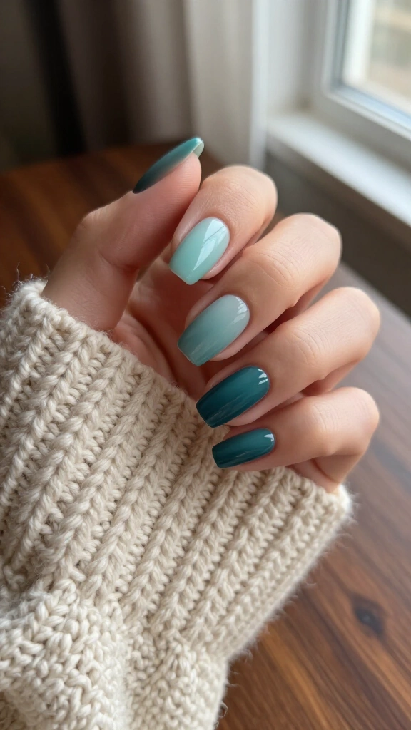 Seafoam to Deep Teal Monochrome Mix