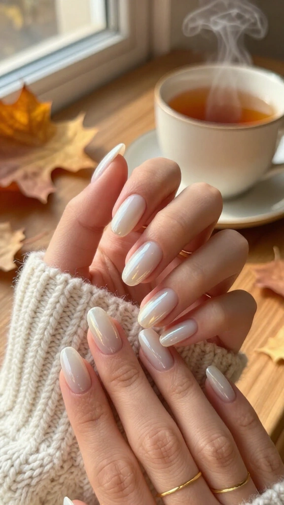Milky glazed donut nails