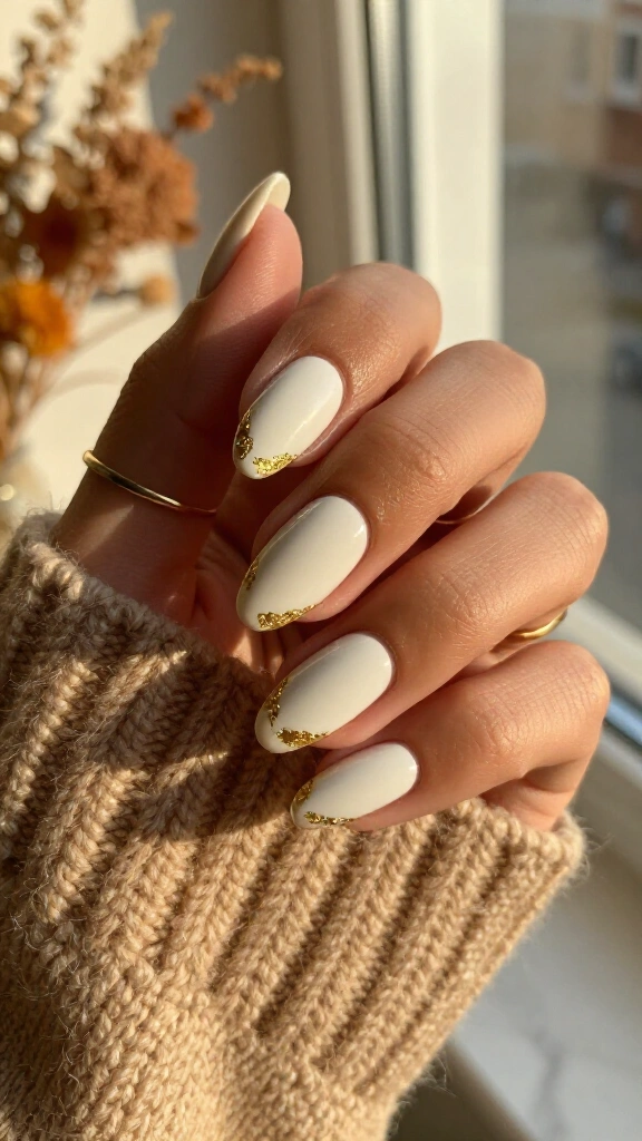 Creamy white with gold foil cuticles