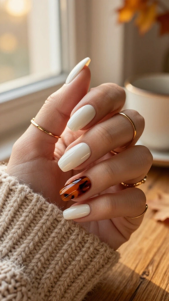 Off-white with tortoiseshell accent