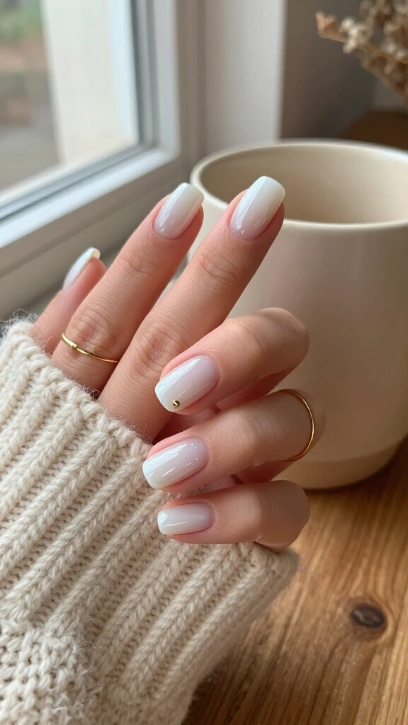 Sheer milk glass with gold micro studs