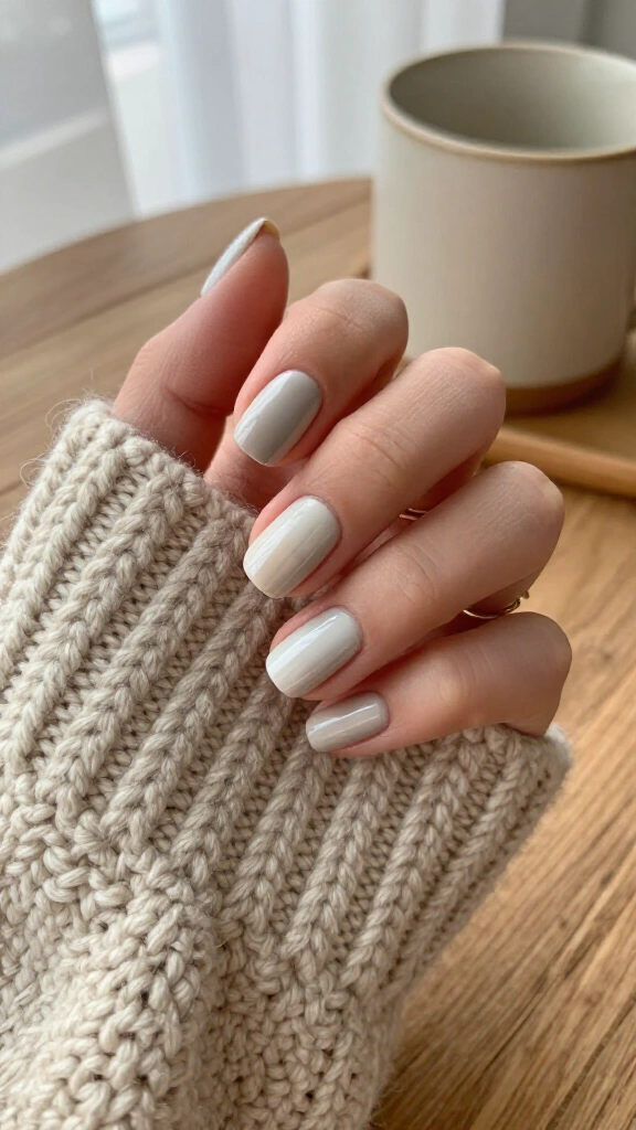 Oatmeal white short nails